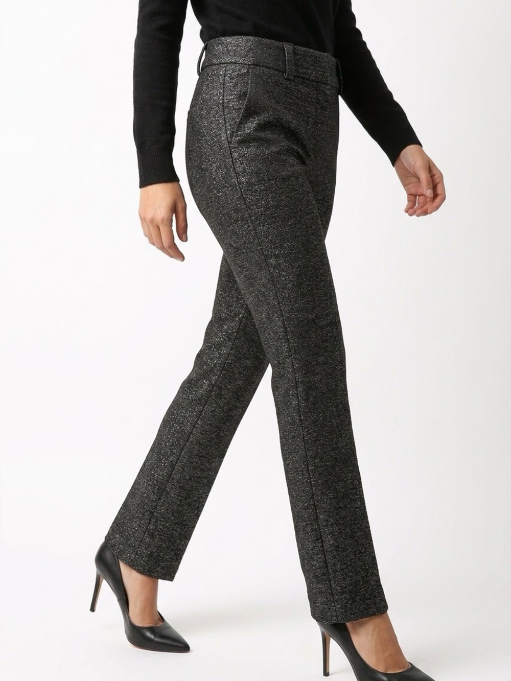 White House Black Market Women's Metallic Black Blake Bootcut Dress Pants - Picture 3 of 9